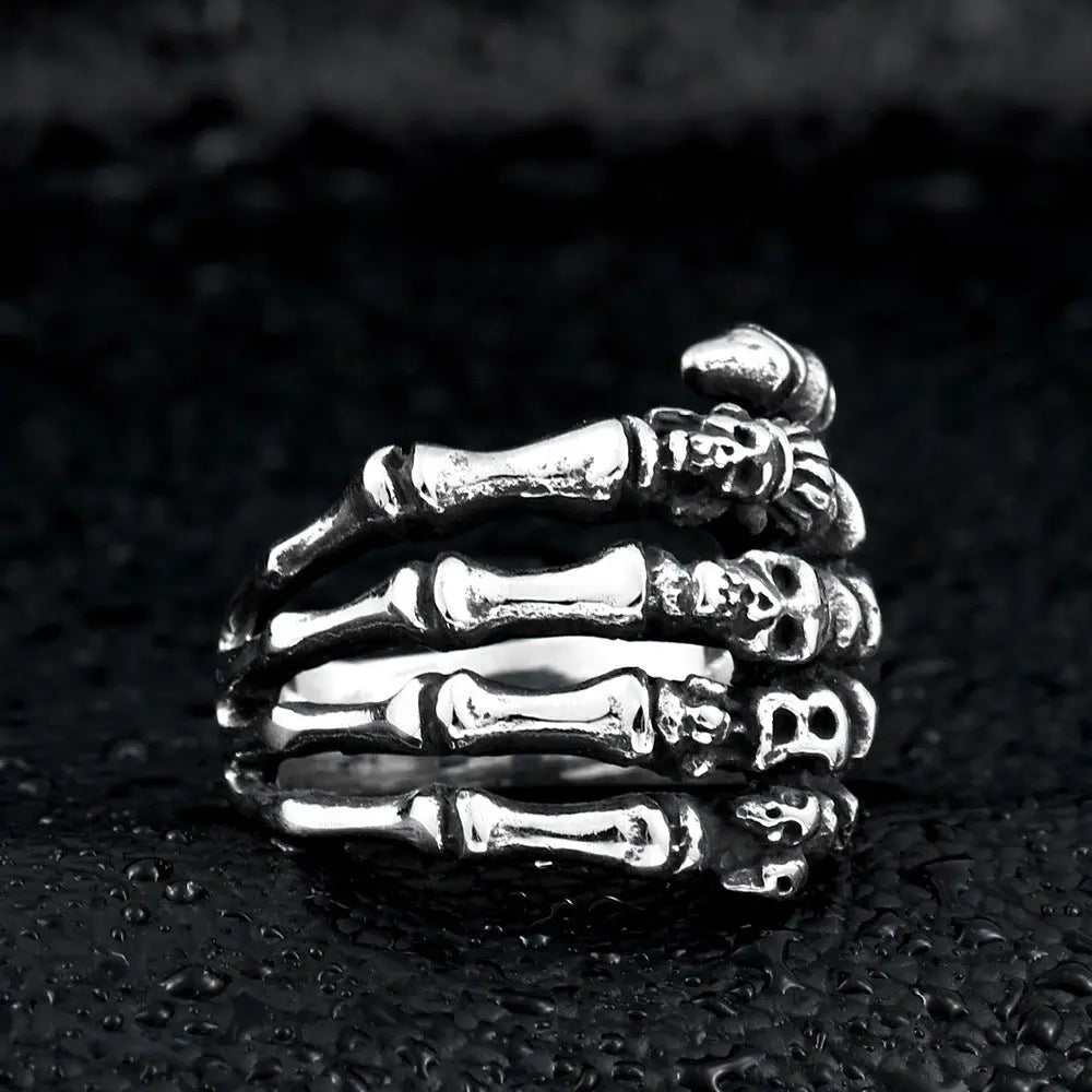 Hand Bone Stainless Steel Skull Ring