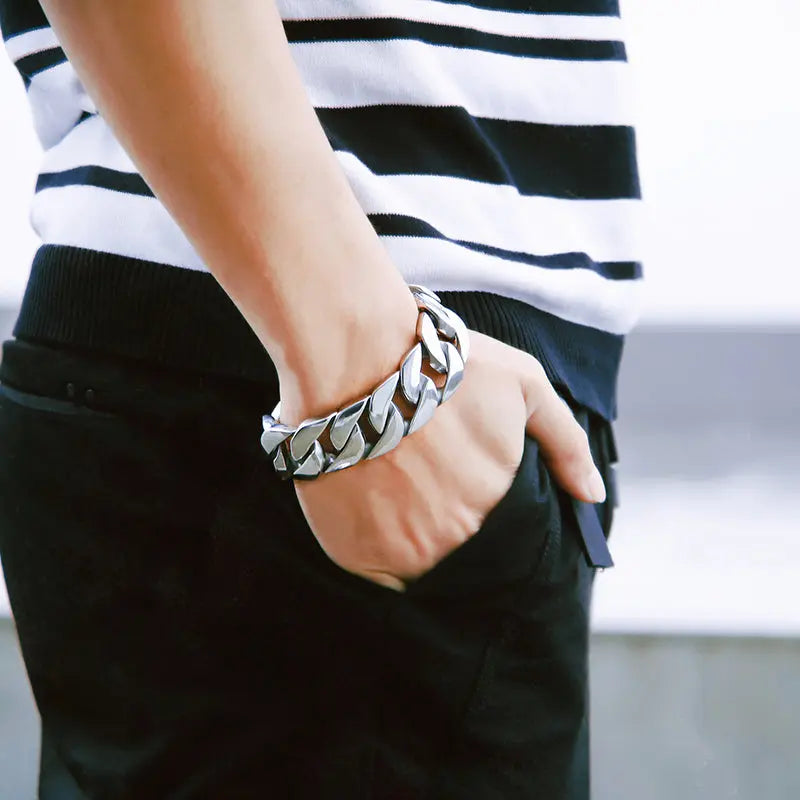 Heavy Curb Link Stainless Steel Bracelet