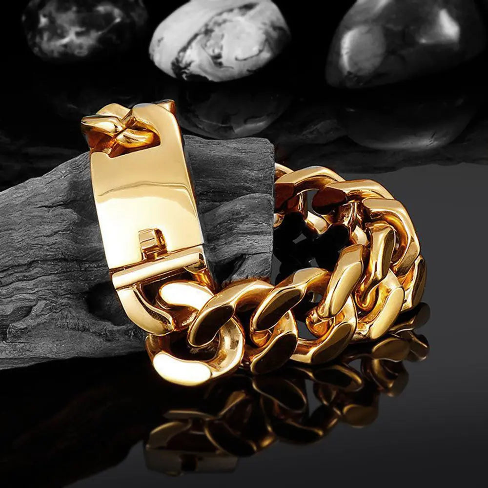 Heavy Metal Buckle Stainless Steel Bracelet