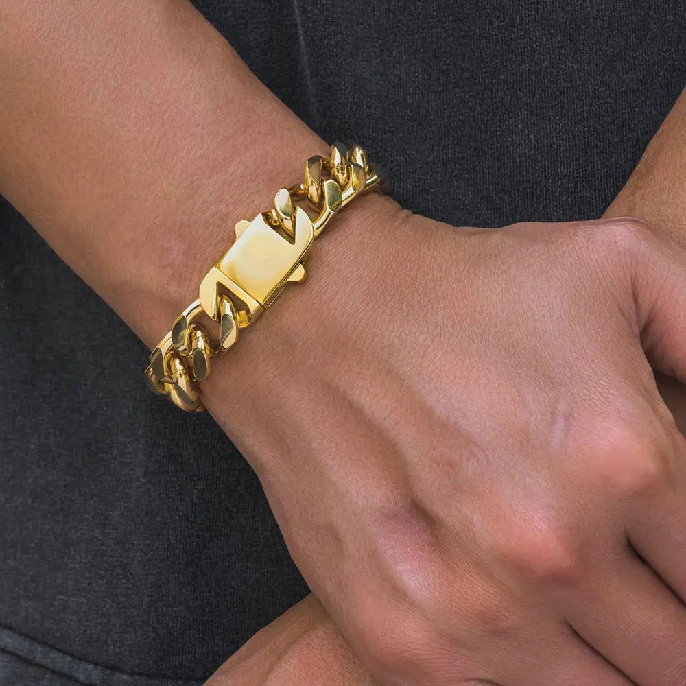 Heavy Miami Chain Shiny Stainless Steel Bracelet