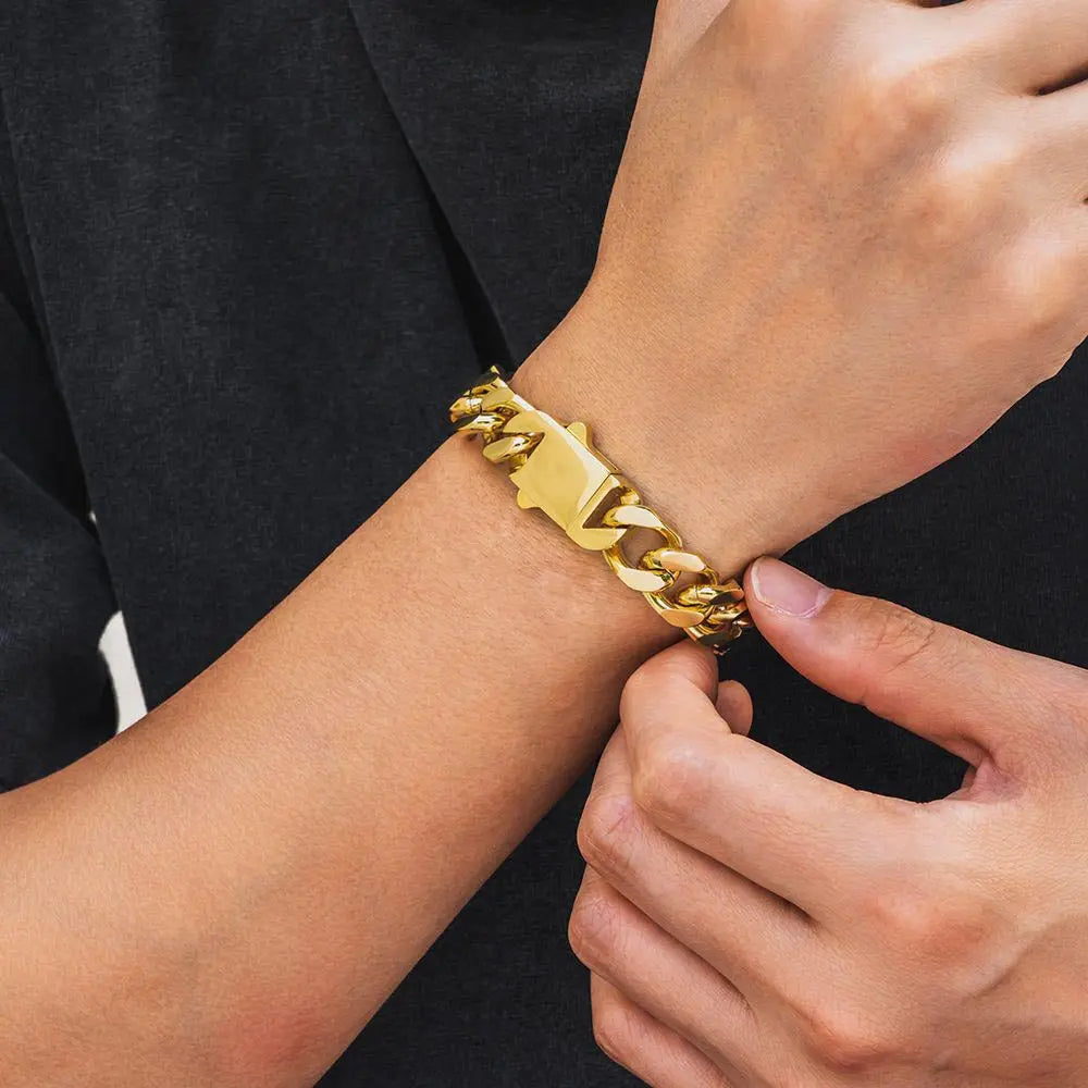 Heavy Miami Chain Shiny Stainless Steel Bracelet