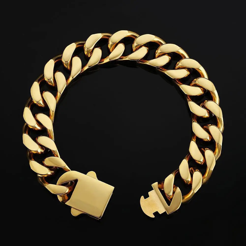 Heavy Miami Chain Shiny Stainless Steel Bracelet