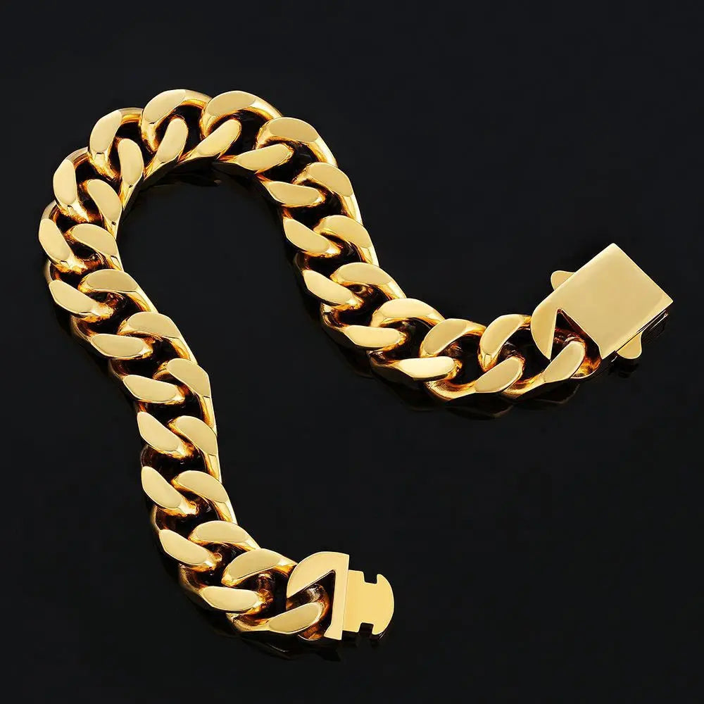Heavy Miami Chain Shiny Stainless Steel Bracelet