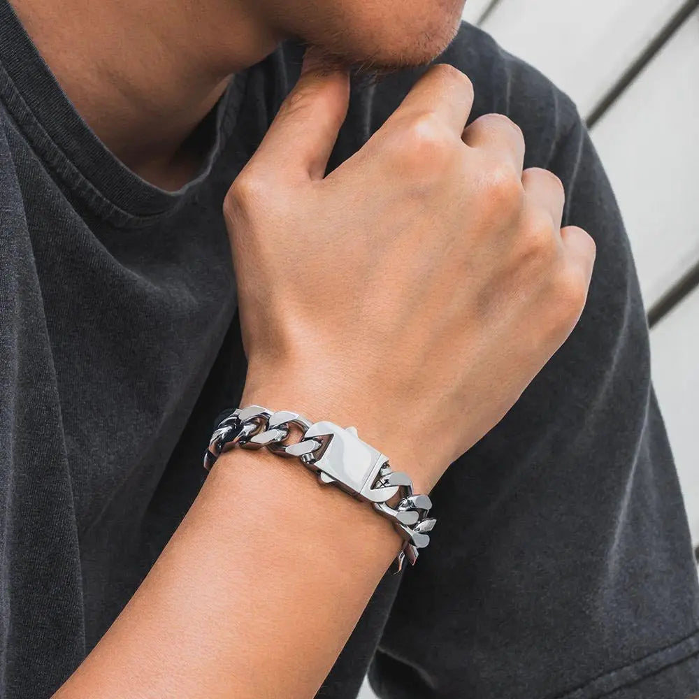 Heavy Miami Chain Shiny Stainless Steel Bracelet