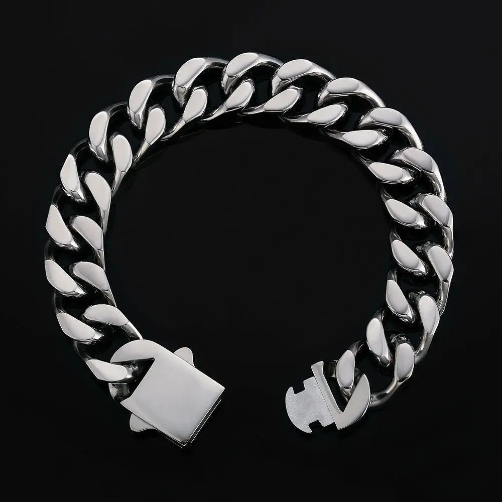 Heavy Miami Chain Shiny Stainless Steel Bracelet