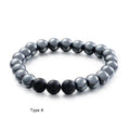 Hematite Black Agate Bead Stretchable Bracelet