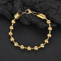 Hip Hop Bead Stainless Steel Chain-Gold