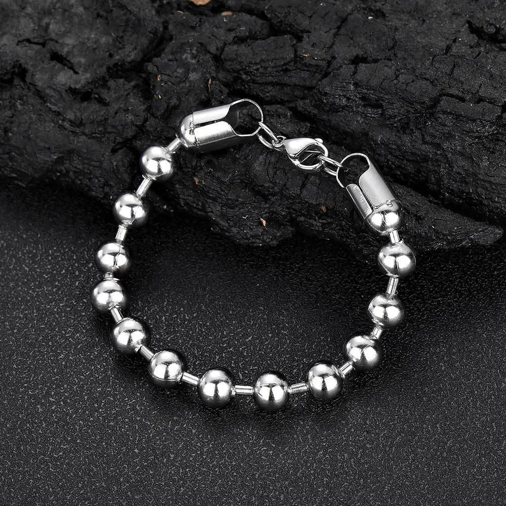 Hip Hop Bead Stainless Steel Chain-Gold