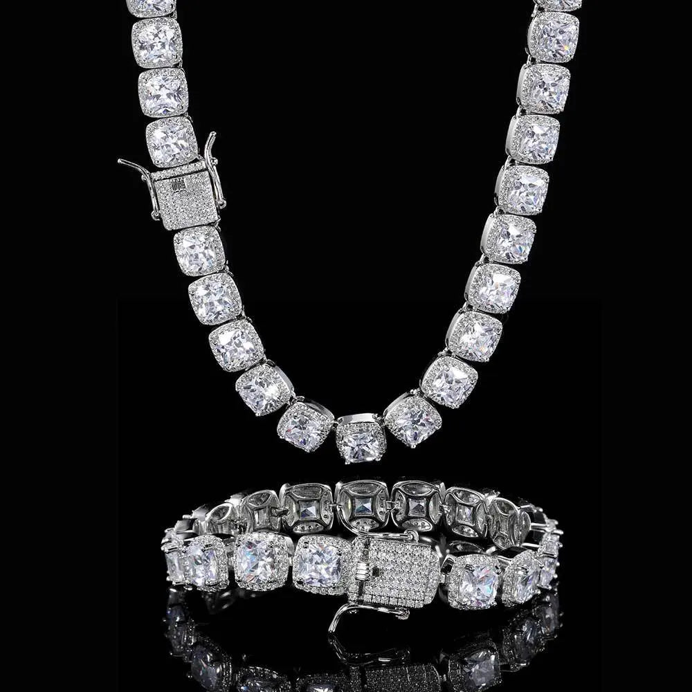 Hip Hop Square Zirconia Inlaid Chain-Gold