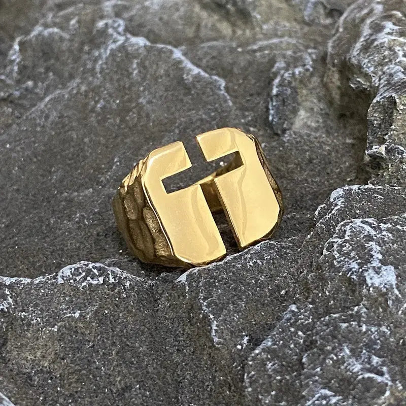 Hollow Cross Stainless Steel Ring