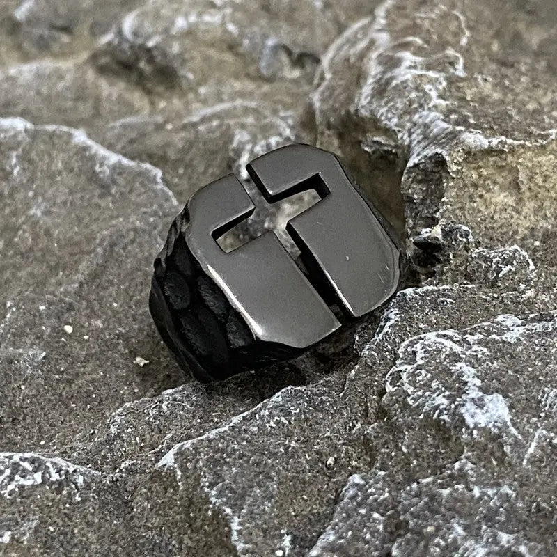 Hollow Cross Stainless Steel Ring