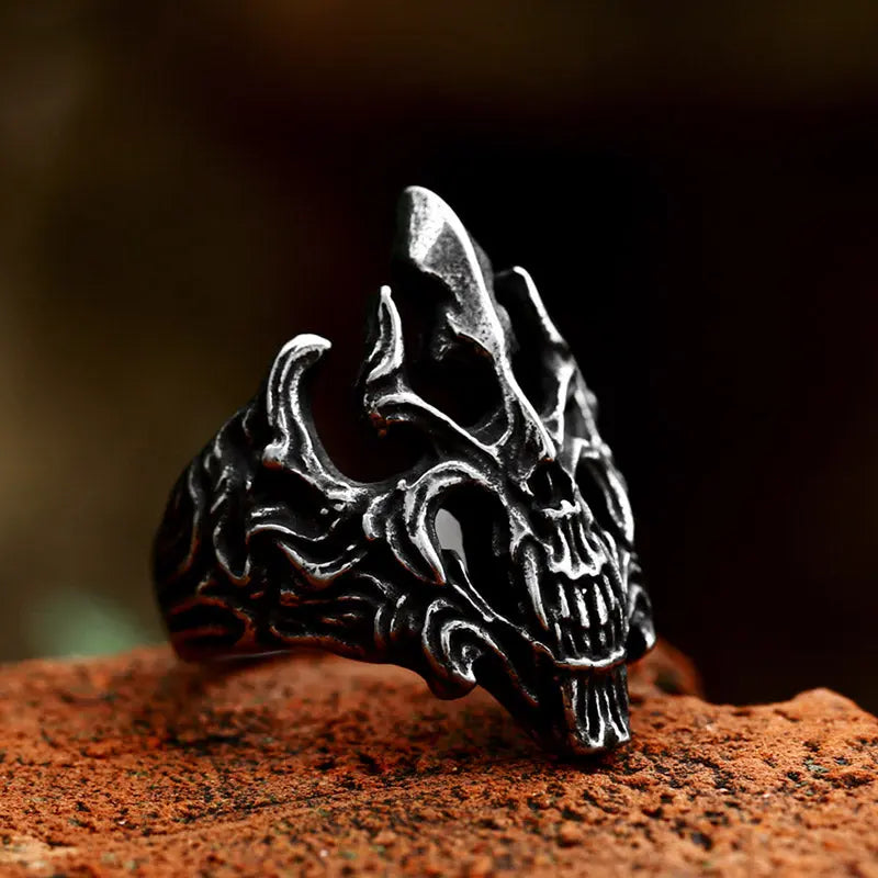 Hollowed Punk Skull Stainless Steel Ring