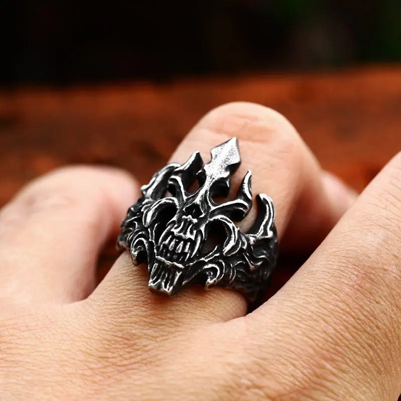 Hollowed Punk Skull Stainless Steel Ring