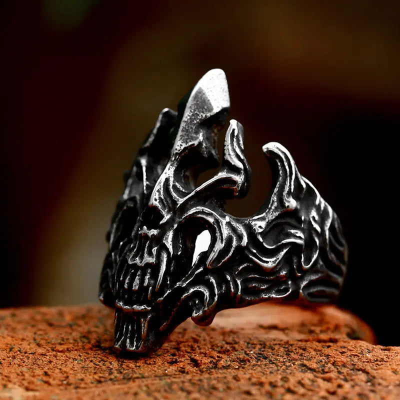 Hollowed Punk Skull Stainless Steel Ring