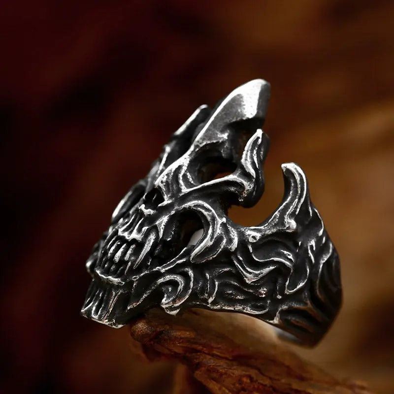 Hollowed Punk Skull Stainless Steel Ring