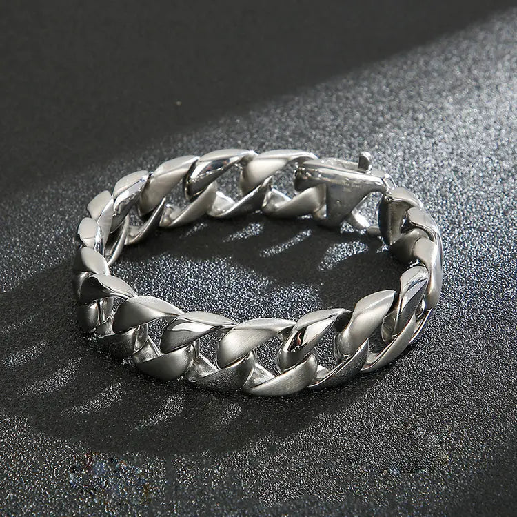 Hook Clasp 316L Stainless Steel Miami Chain Bracelet