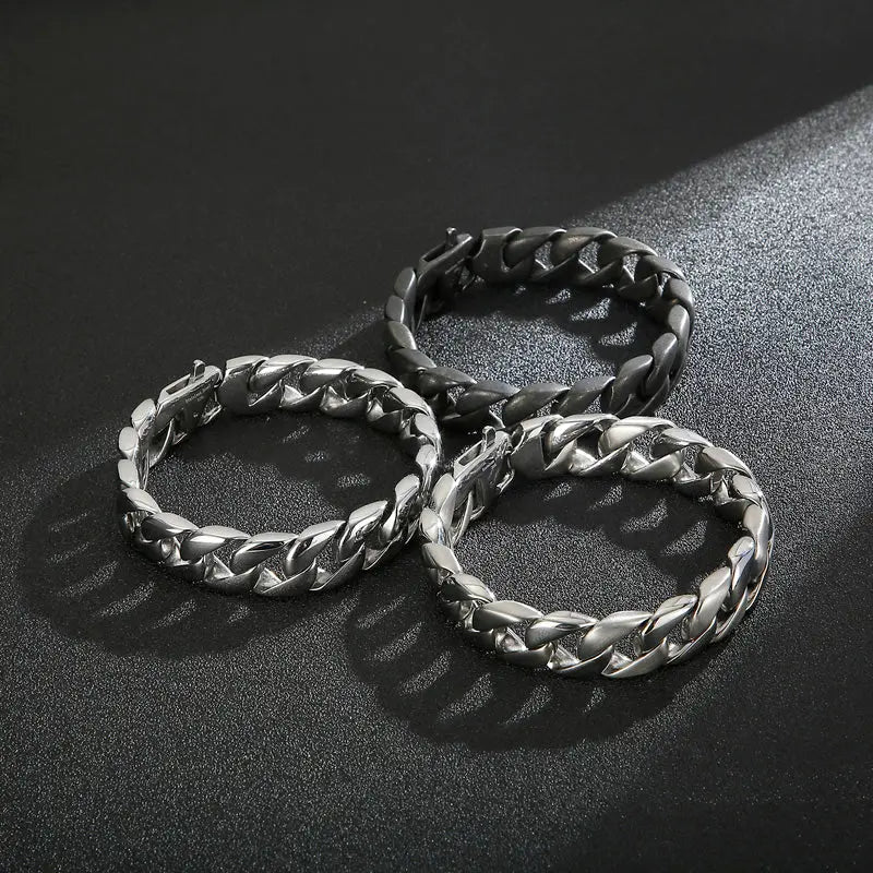 Hook Clasp 316L Stainless Steel Miami Chain Bracelet
