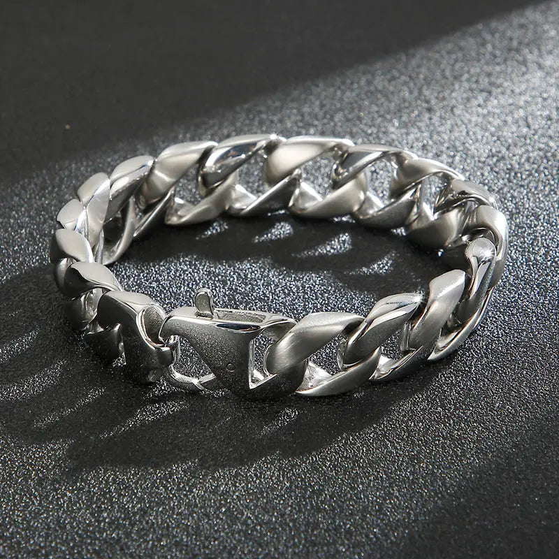 Hook Clasp 316L Stainless Steel Miami Chain Bracelet
