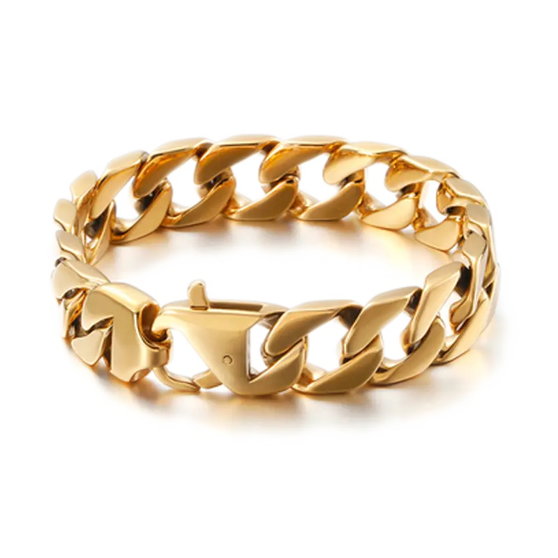 Hook Clasp 316L Stainless Steel Miami Chain Bracelet