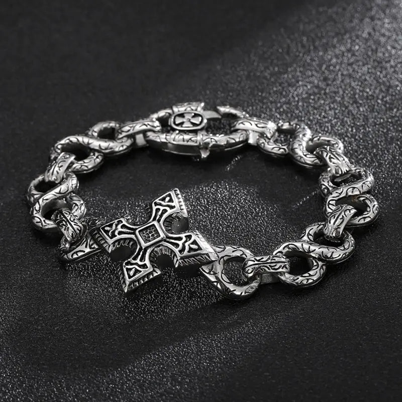 Infinity Chain Cross Stainless Steel Bracelet