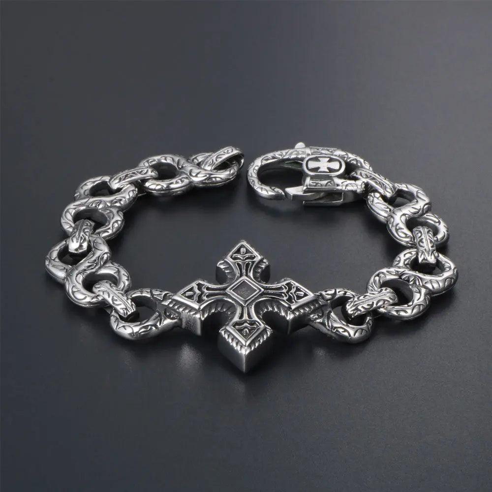 Infinity Chain Cross Stainless Steel Bracelet