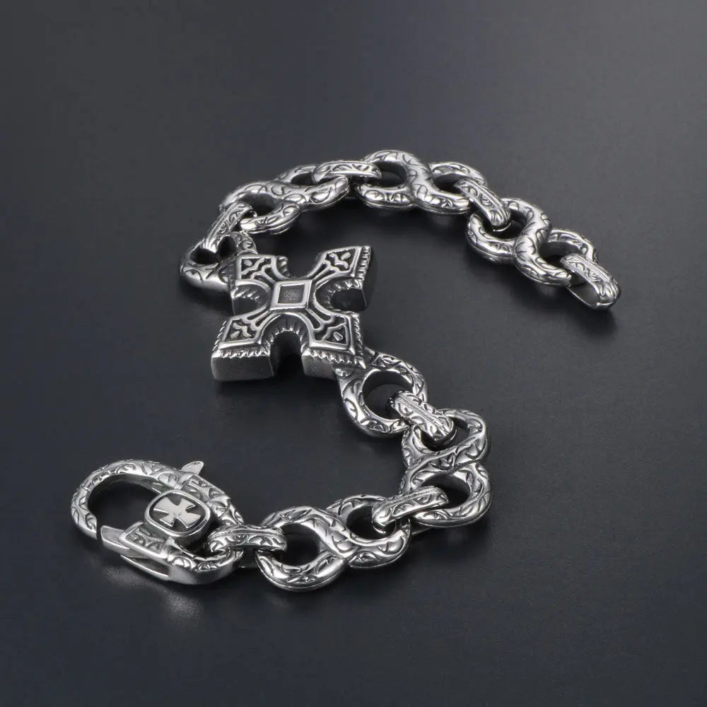 Infinity Chain Cross Stainless Steel Bracelet