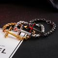 Iridescent Box Chain Cross Bracelet