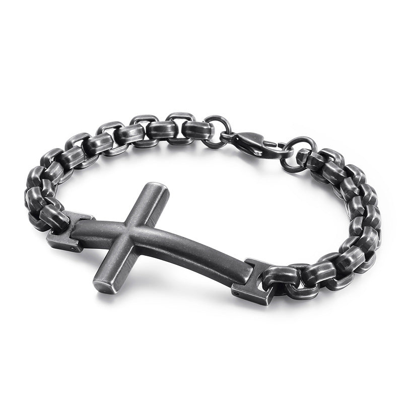 Iridescent Box Chain Cross Bracelet