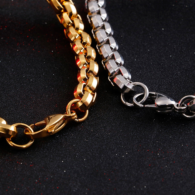 Iridescent Box Chain Cross Bracelet