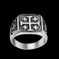Jerusalem Cross Stainless Steel Ring