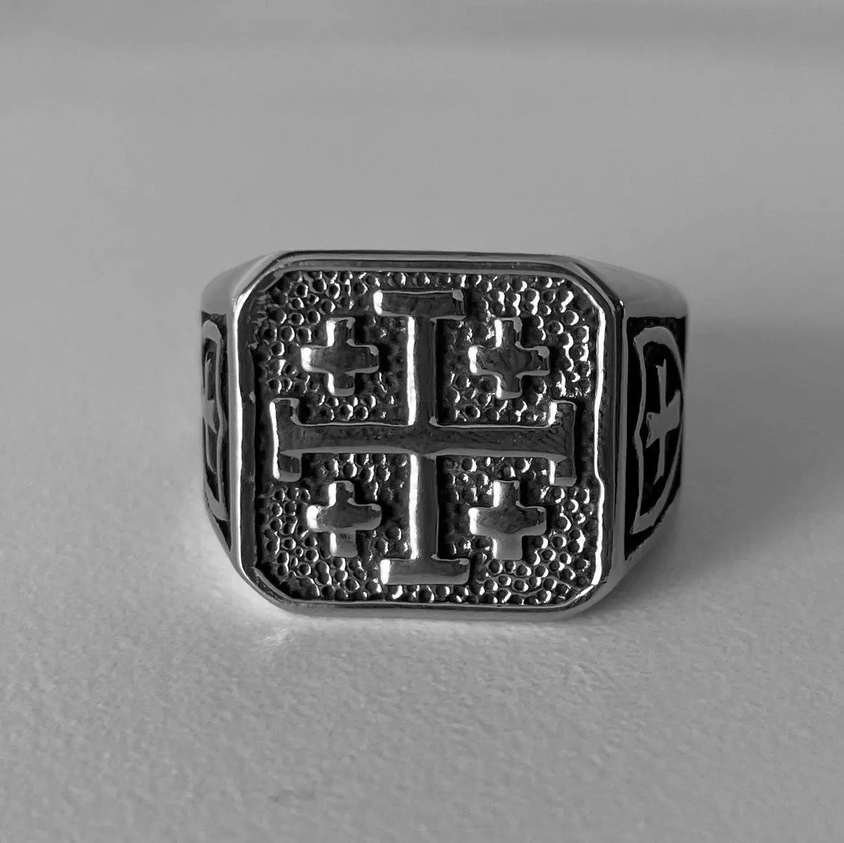 Jerusalem Cross Stainless Steel Ring