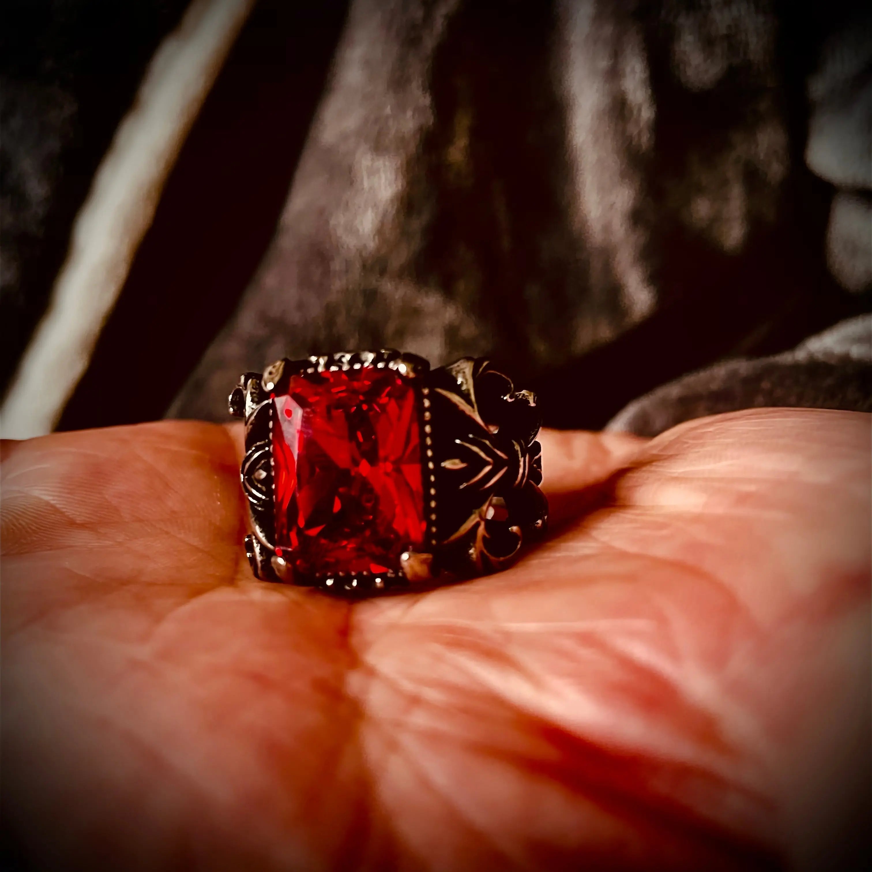 Knight Style Gemstone Inlaid Stainless Steel Ring