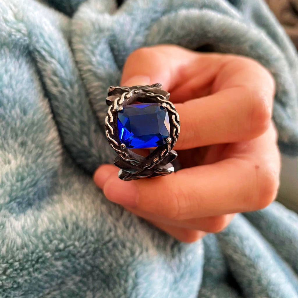 Knotted Stainless Steel Gemstone Ring