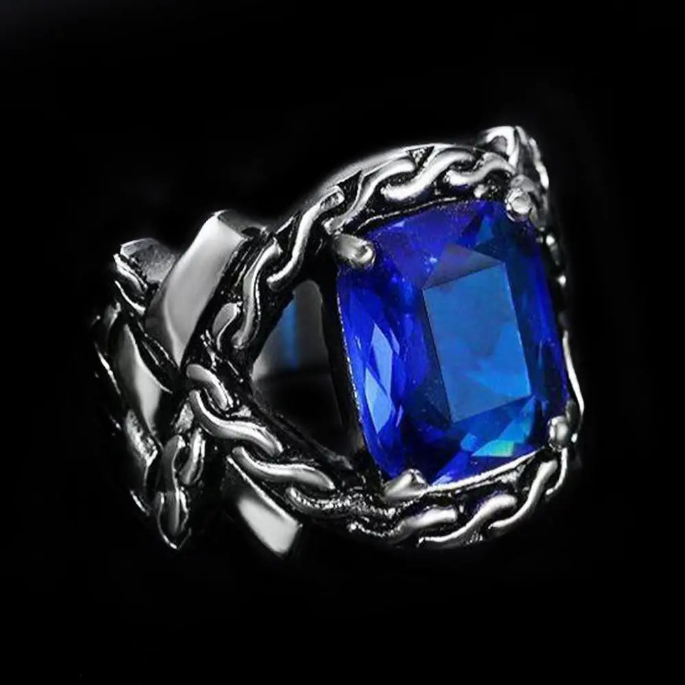 Knotted Stainless Steel Gemstone Ring