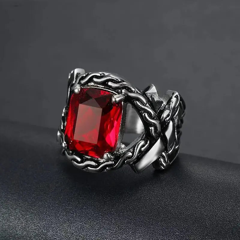 Knotted Stainless Steel Gemstone Ring