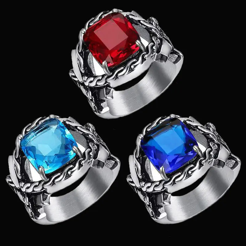 Knotted Stainless Steel Gemstone Ring