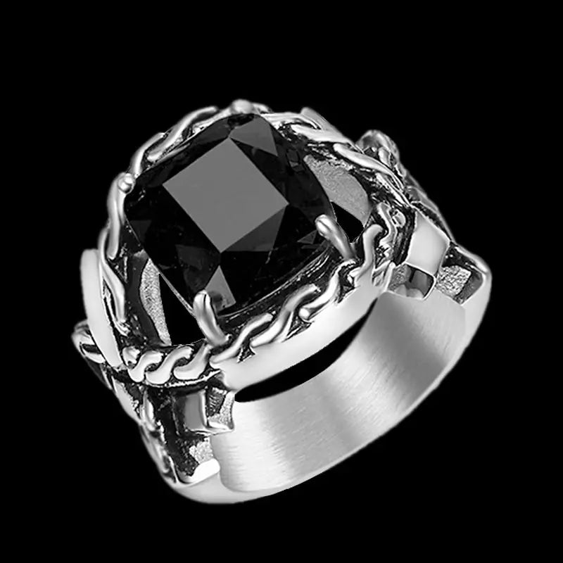 Knotted Stainless Steel Gemstone Ring