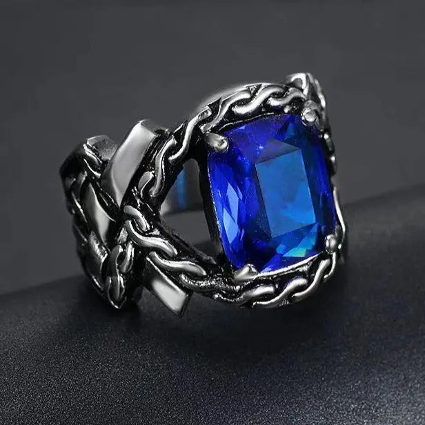 Knotted Stainless Steel Gemstone Ring