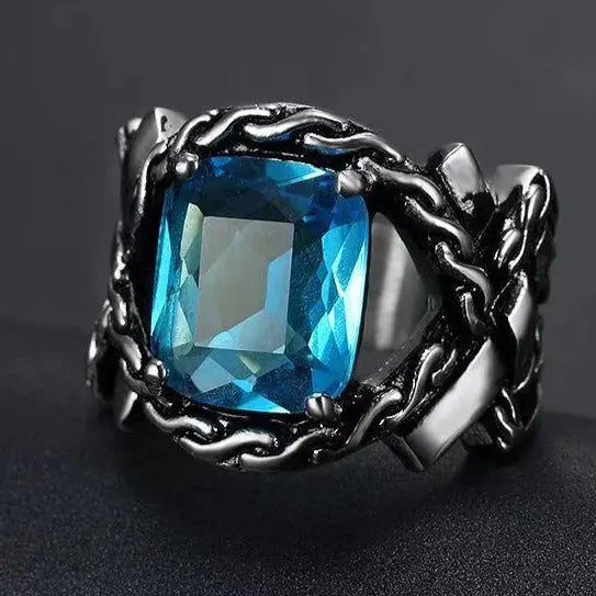 Knotted Stainless Steel Gemstone Ring
