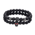 Lava Stone Bead Skull Stretchable Bracelet