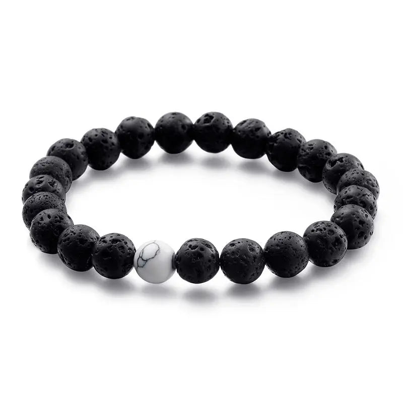 Lava Stone Round Bead Stretchable Bracelet