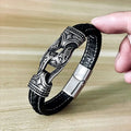 Leather Braided Viking Clasp Bracelet