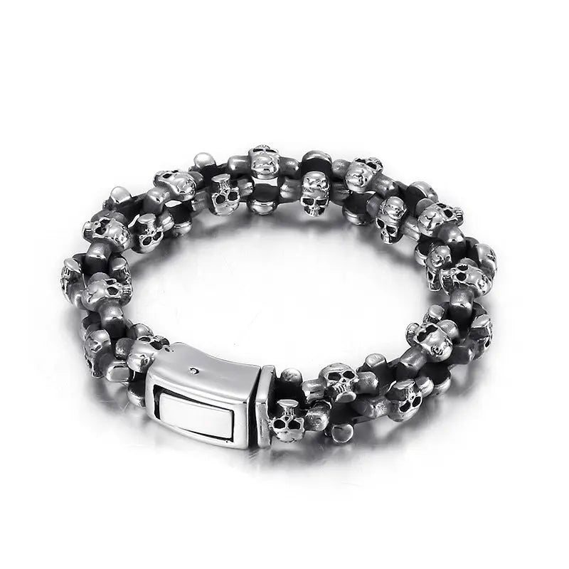 Linked Skulls Stainless Steel Bracelet