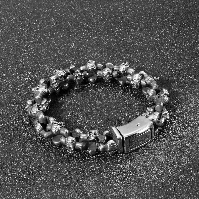 Linked Skulls Stainless Steel Bracelet
