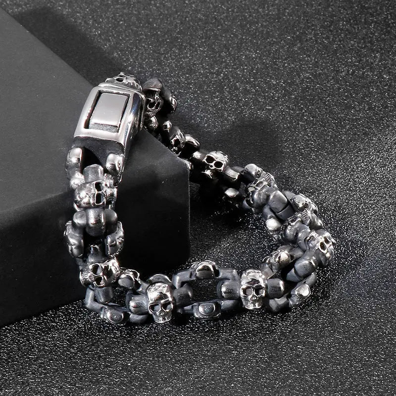 Linked Skulls Stainless Steel Bracelet