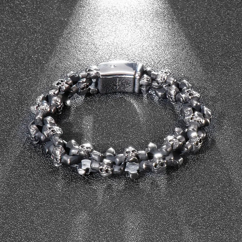 Linked Skulls Stainless Steel Bracelet