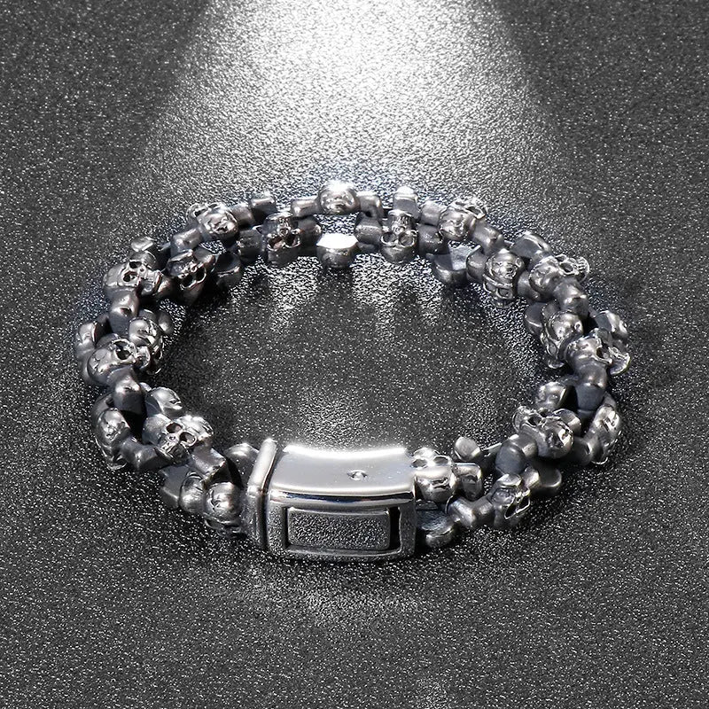 Linked Skulls Stainless Steel Bracelet