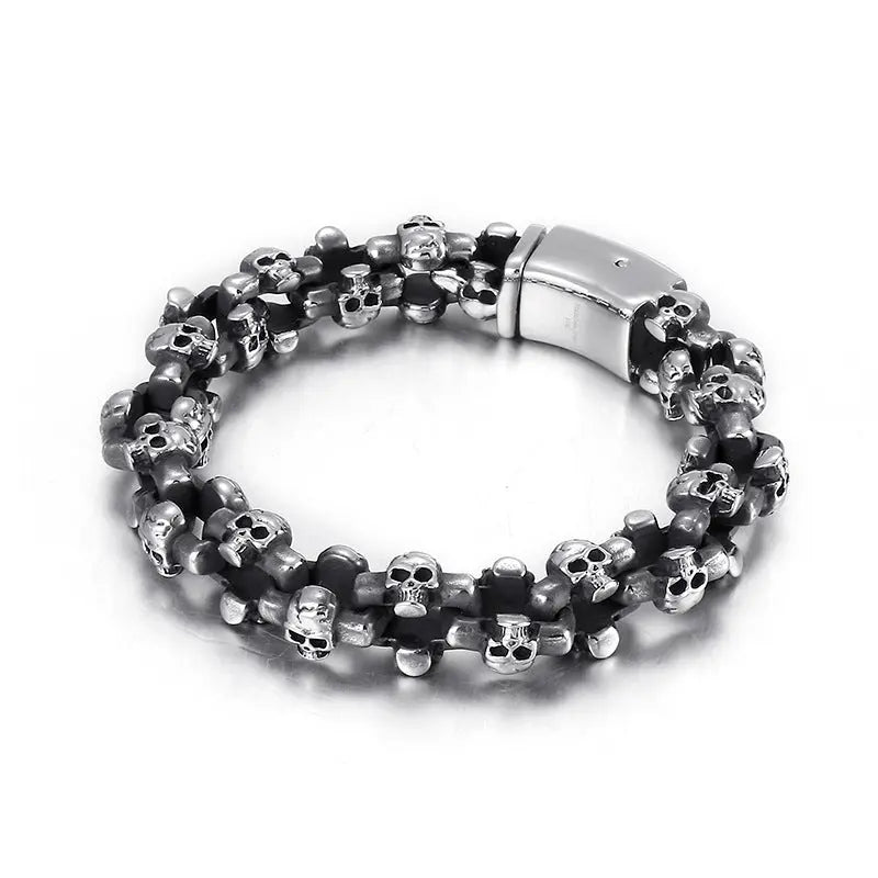Linked Skulls Stainless Steel Bracelet