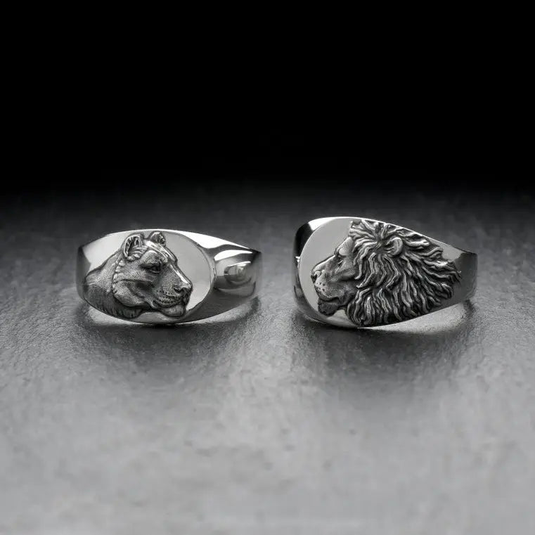 Lion Signet Sterling Silver Ring
