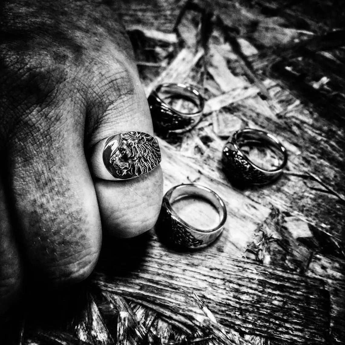 Lion Signet Sterling Silver Ring